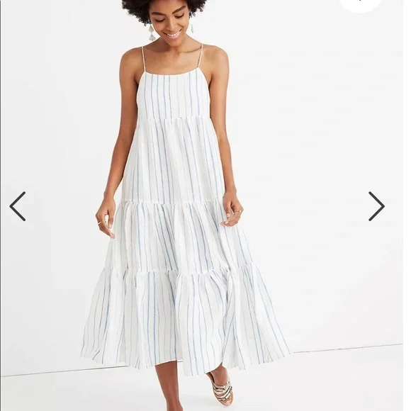 chinese dress ladies Madewell Women's Stripe Tiered Maxi Dress, Blue/White Stripe, 6 at Amazon  Women's Clothing store